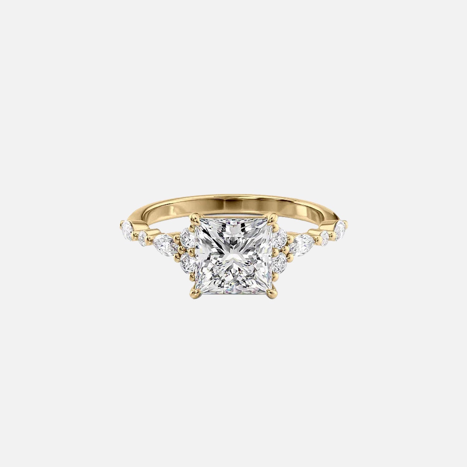 The Round Kristen Princess Moissanite Ring 14k Yellow Gold 001