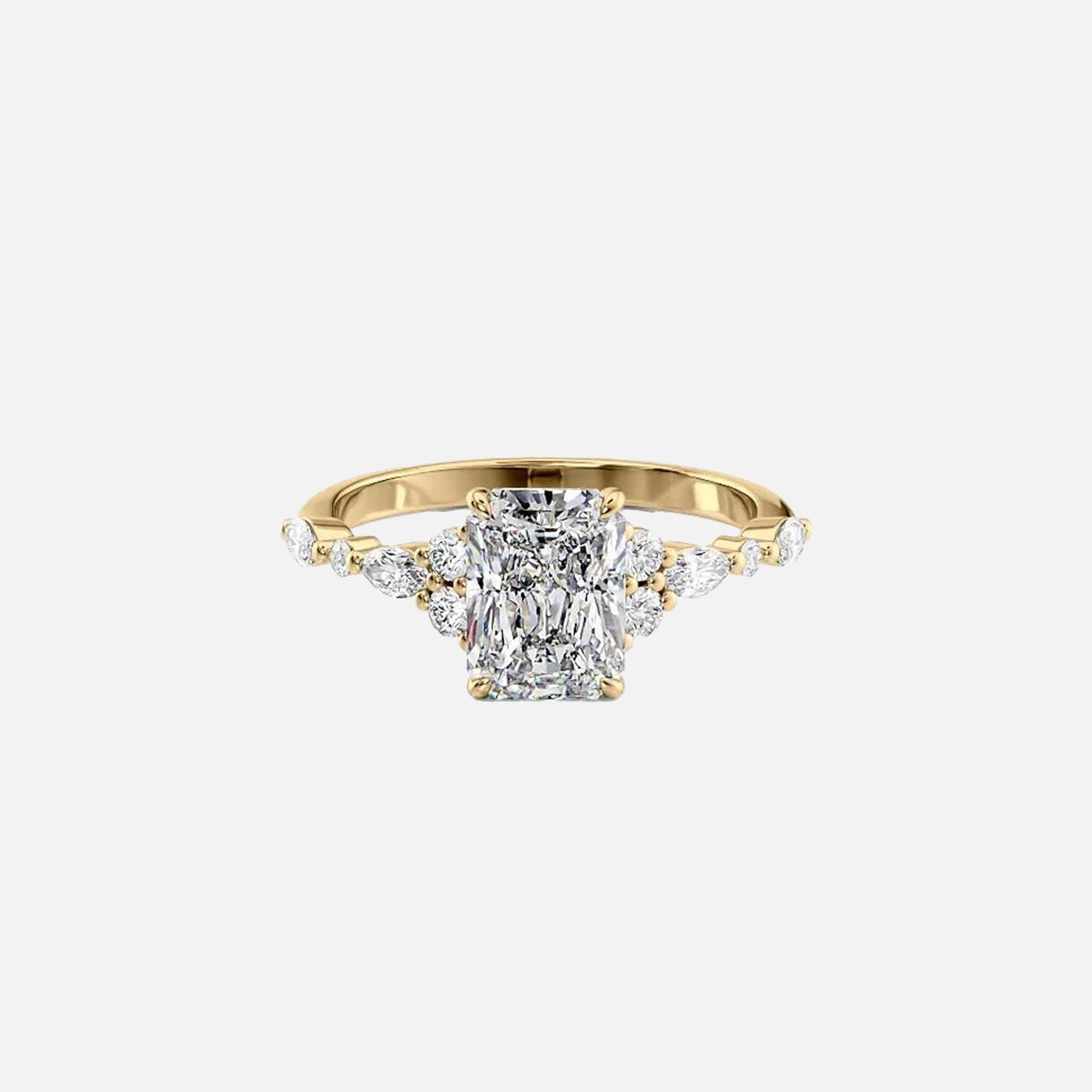 The Round Kristen Radiant Lab Diamond Ring 14k Yellow Gold 001