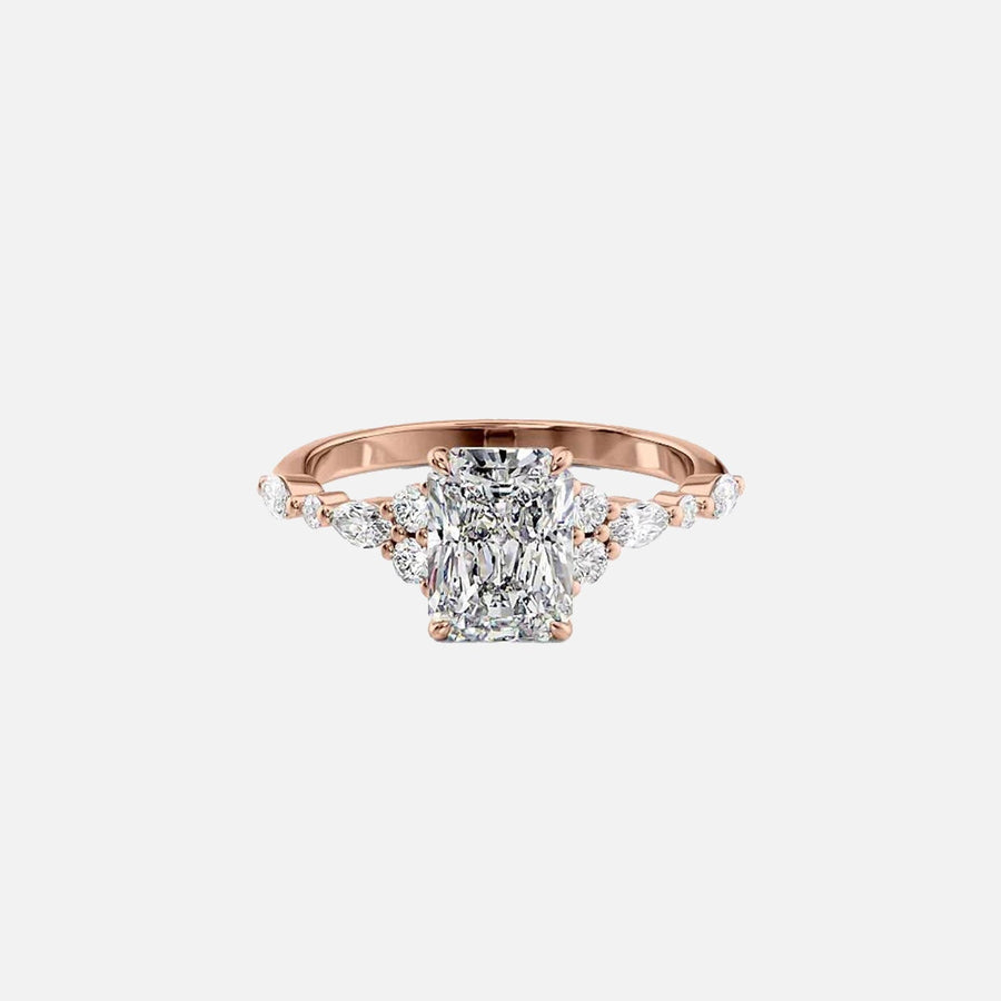  The Round Kristen Radiant Lab Diamond Ring 18k Rose Gold 001