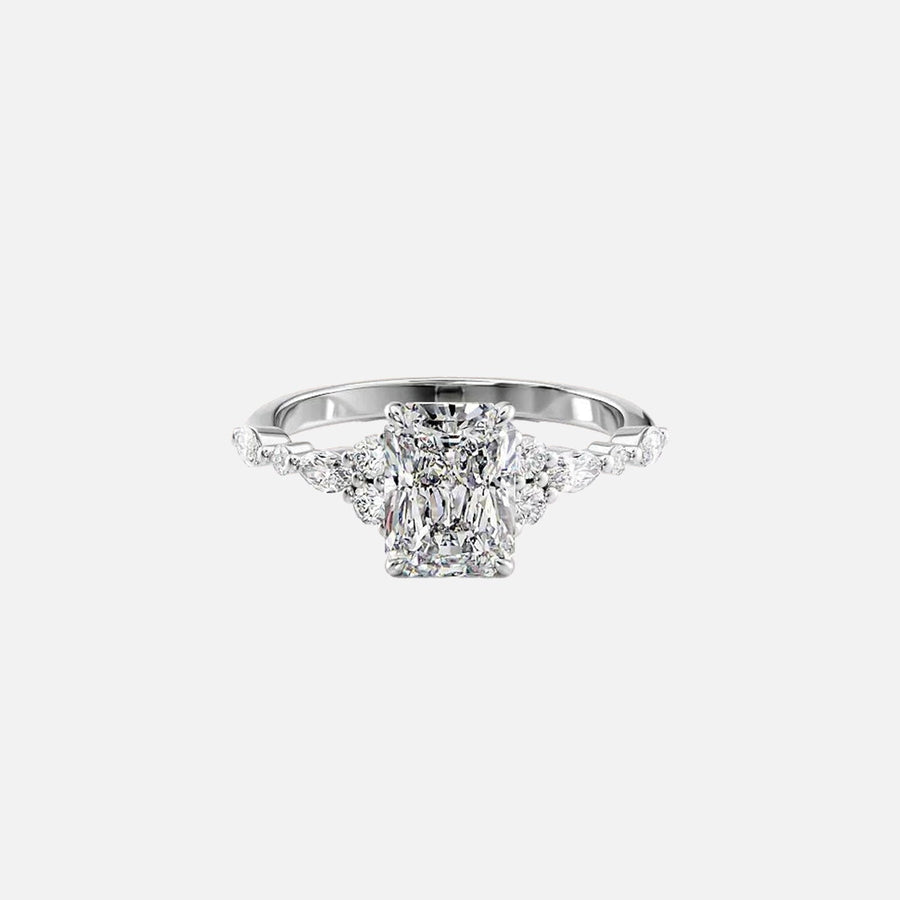  The Round Kristen Radiant Moissanite Ring 14k White Gold 001