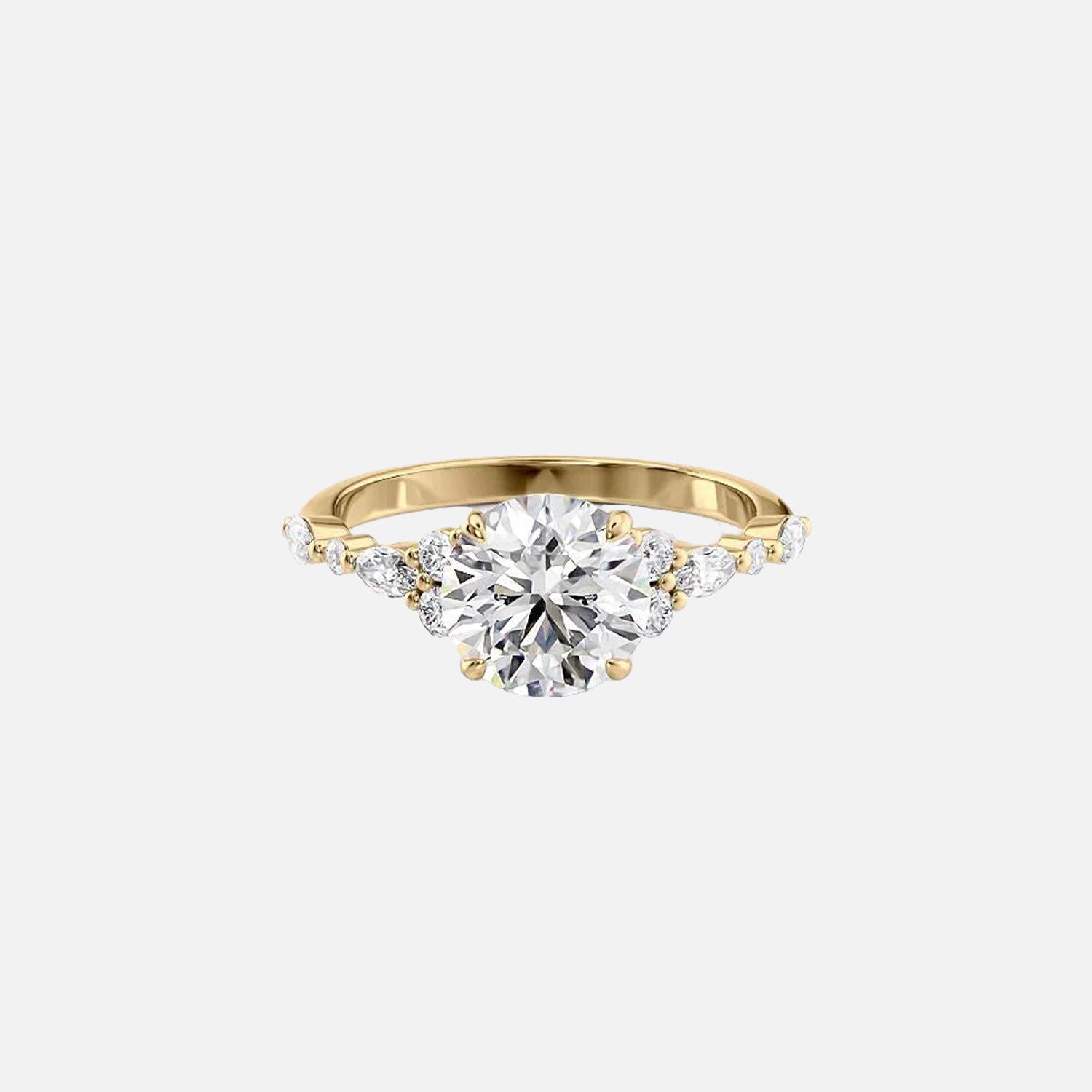 The Round Kristen Round Moissanite Ring 14k Yellow Gold 001