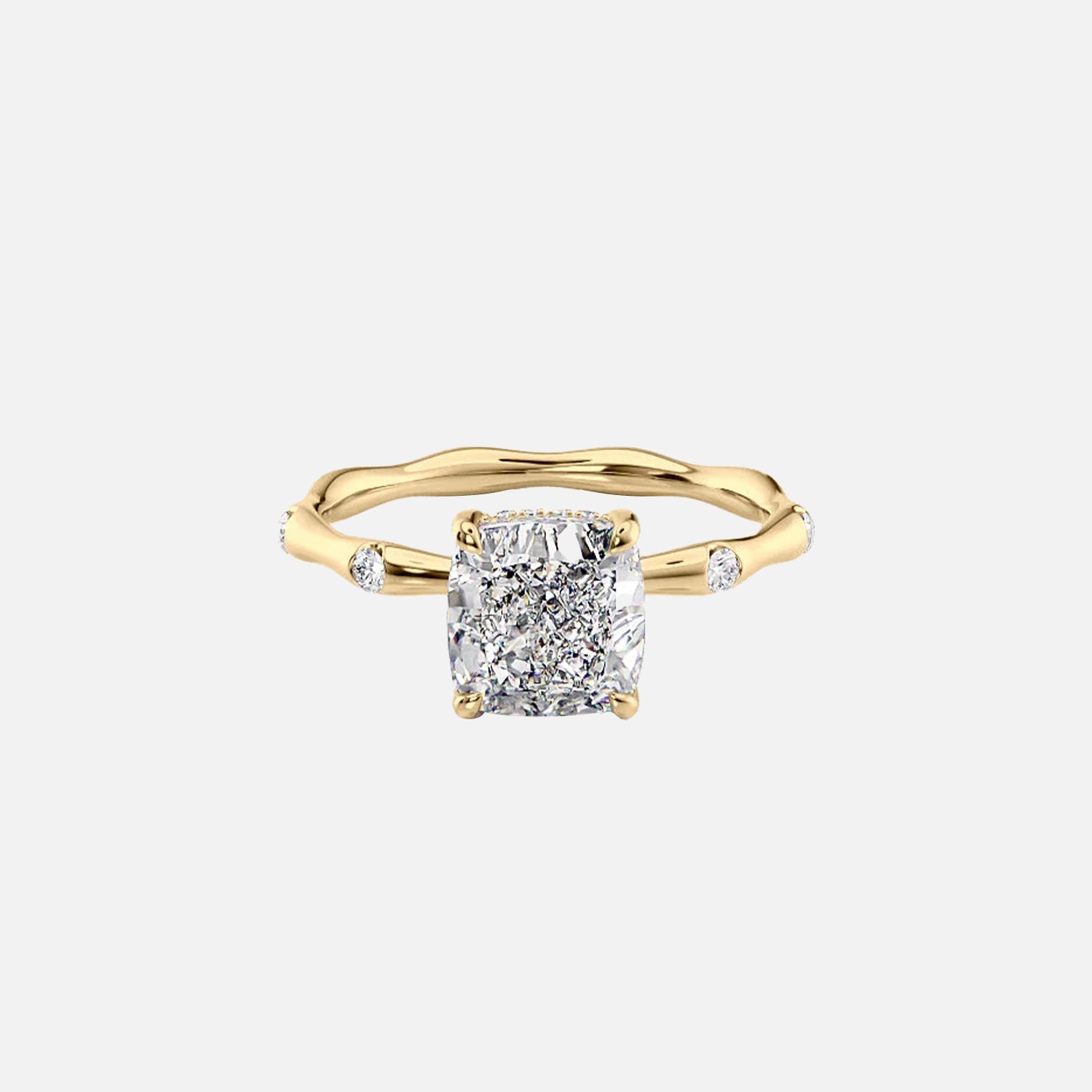 The Sabrina Cushion Side Stone Moissanite Ring -318