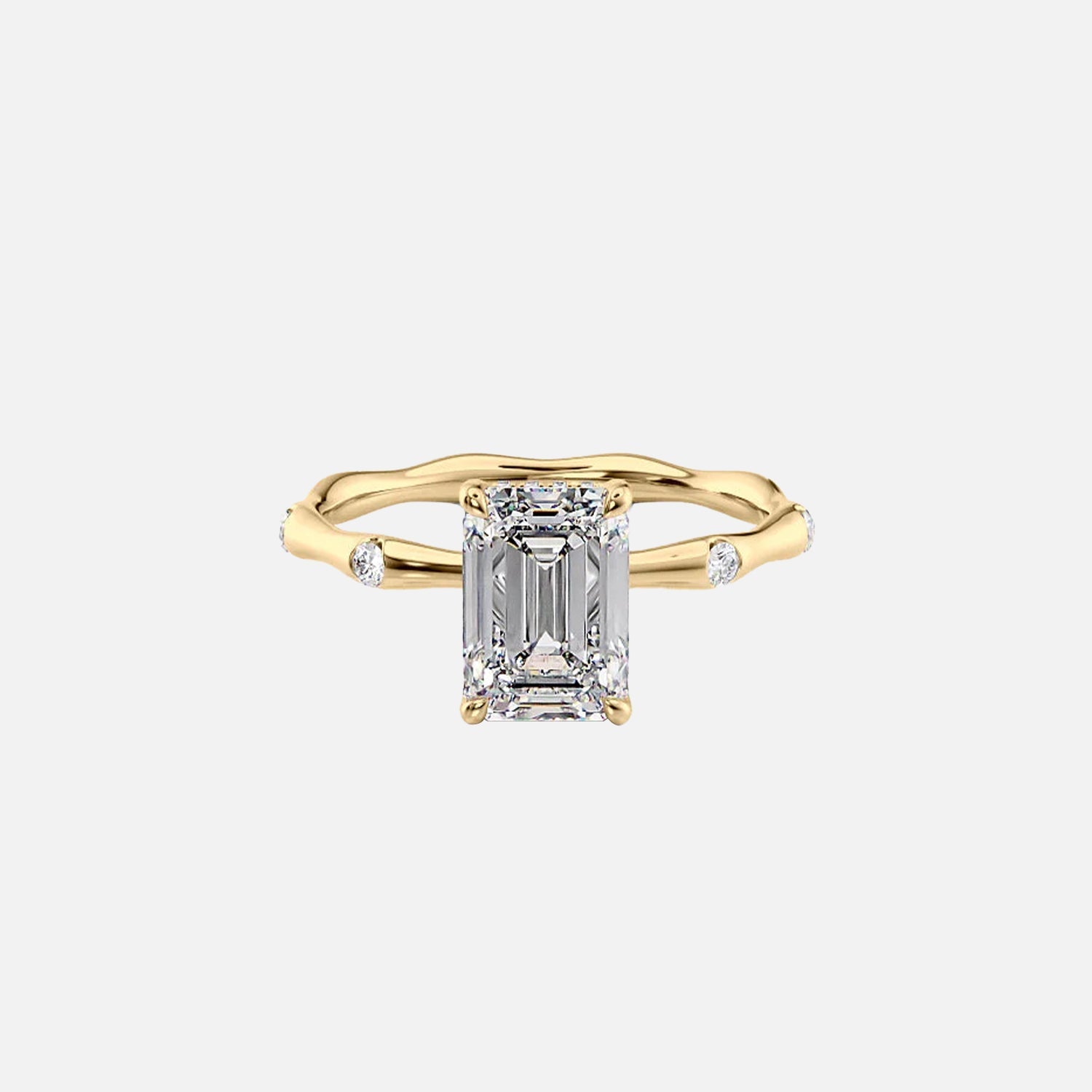 The Sabrina Emerald Side Stone Moissanite Ring -954