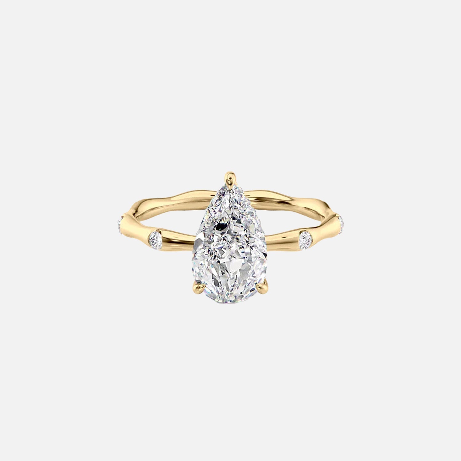 The Sabrina Pear Side Stone Moissanite Ring -2715