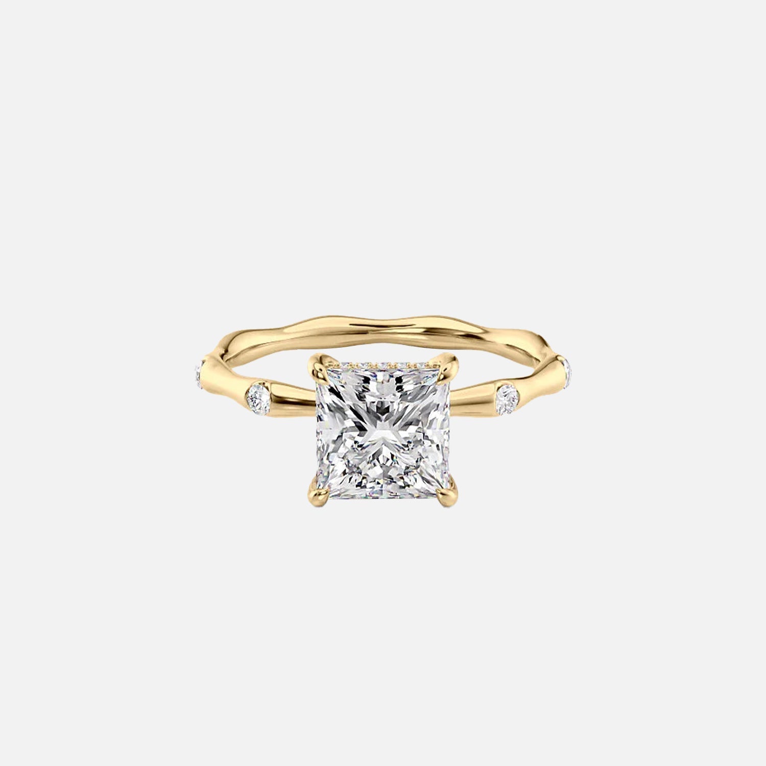 The Sabrina Princess Side Stone Moissanite Ring -3351