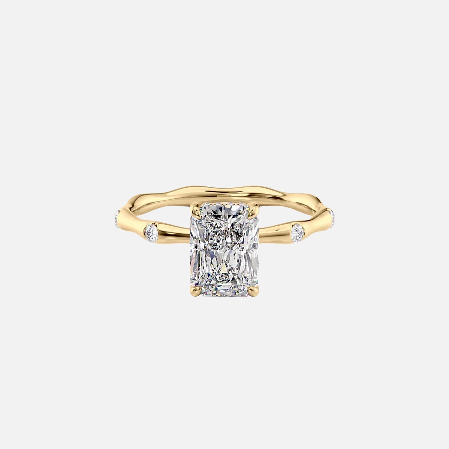 The Sabrina Radiant Side Stone Moissanite Ring -3993