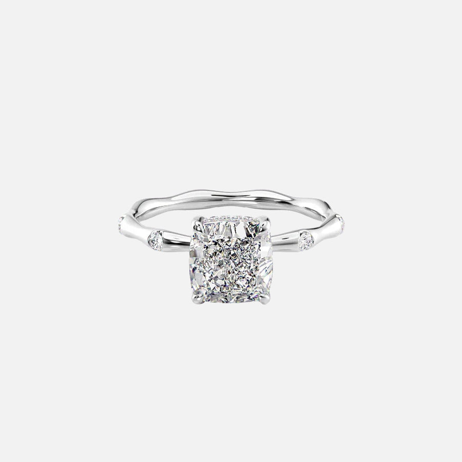  The Samantha Cushion Moissanite Ring 14k White Gold 001