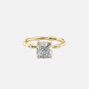 The Samantha Cushion Moissanite Ring 14k Yellow Gold 001