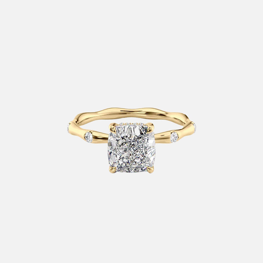 The Samantha Cushion Moissanite Ring 14k Yellow Gold 001