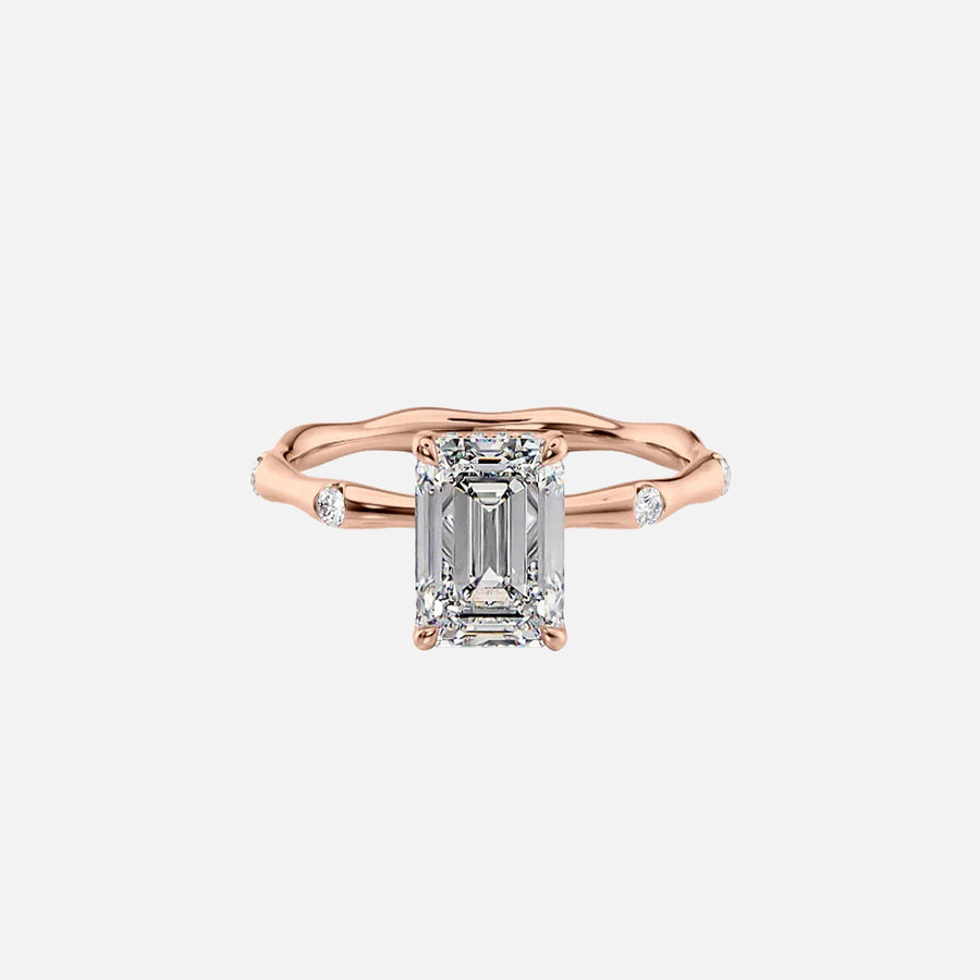  The Samantha Emerald Moissanite Ring 14k Rose Gold 001
