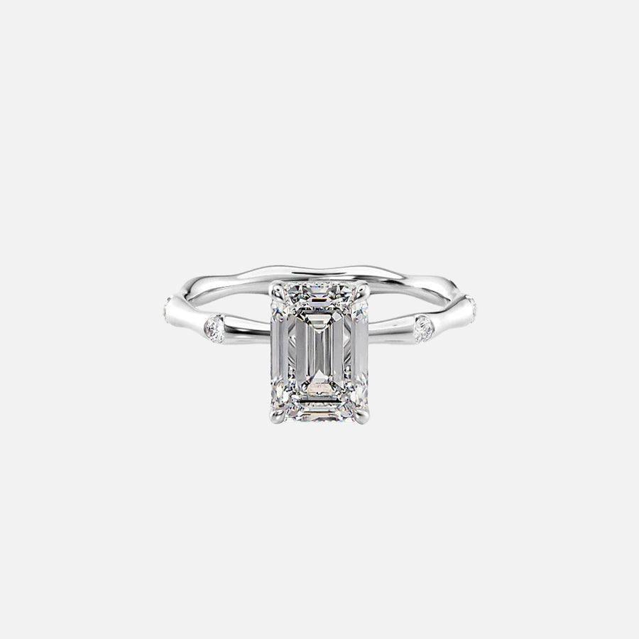  The Samantha Emerald Moissanite Ring 18k White Gold 001