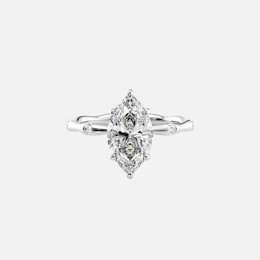  The Samantha Marquise Moissanite Ring 18k White Gold 001