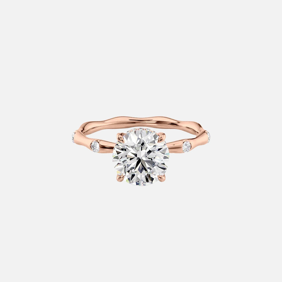  The Samantha Round Moissanite Ring 14k Rose Gold 001