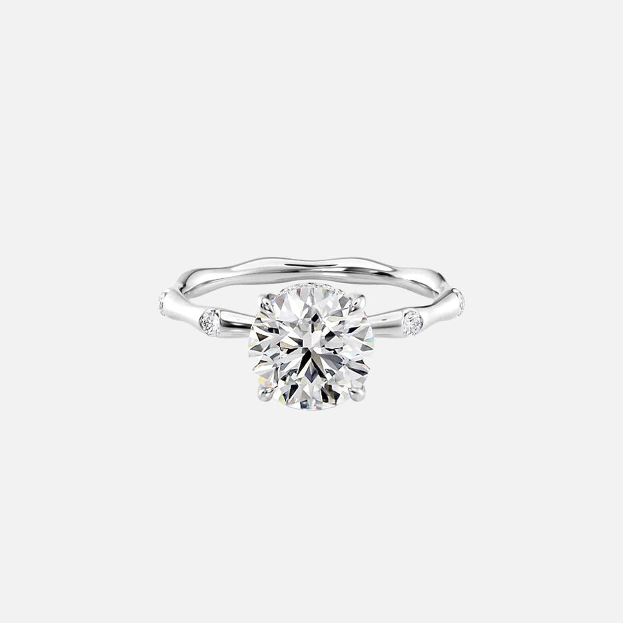  The Samantha Round Moissanite Ring 18k White Gold 001