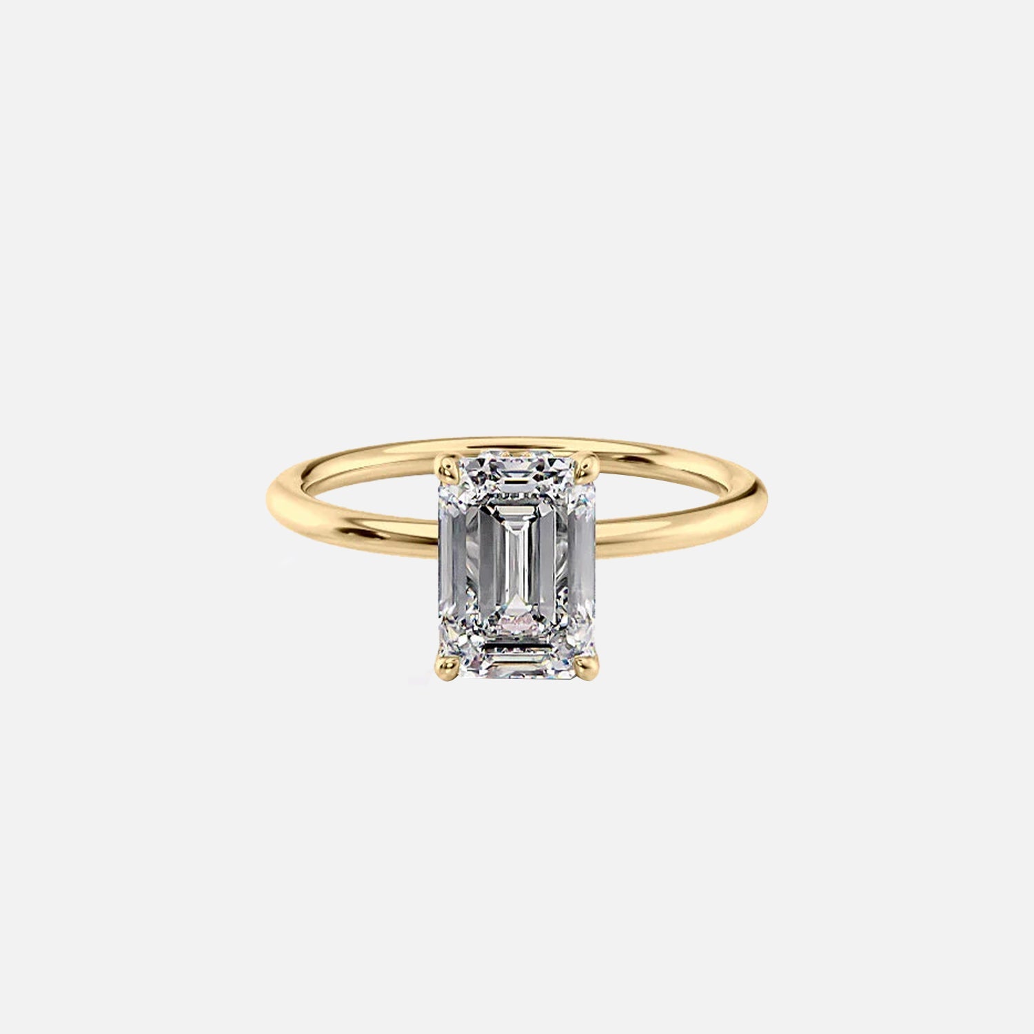 The Sandra Emerald Moissanite Ring 14k Yellow Gold 001