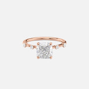 The Sasha Cushion Side Stone Moissanite Ring - KNT - Engagement Rings, Wedding Bands & Fine Jewelry