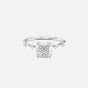 The Sasha Cushion Side Stone Moissanite Ring - KNT - Engagement Rings, Wedding Bands & Fine Jewelry
