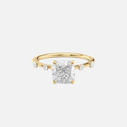 The Sasha Cushion Side Stone Moissanite Ring - KNT - Engagement Rings, Wedding Bands & Fine Jewelry