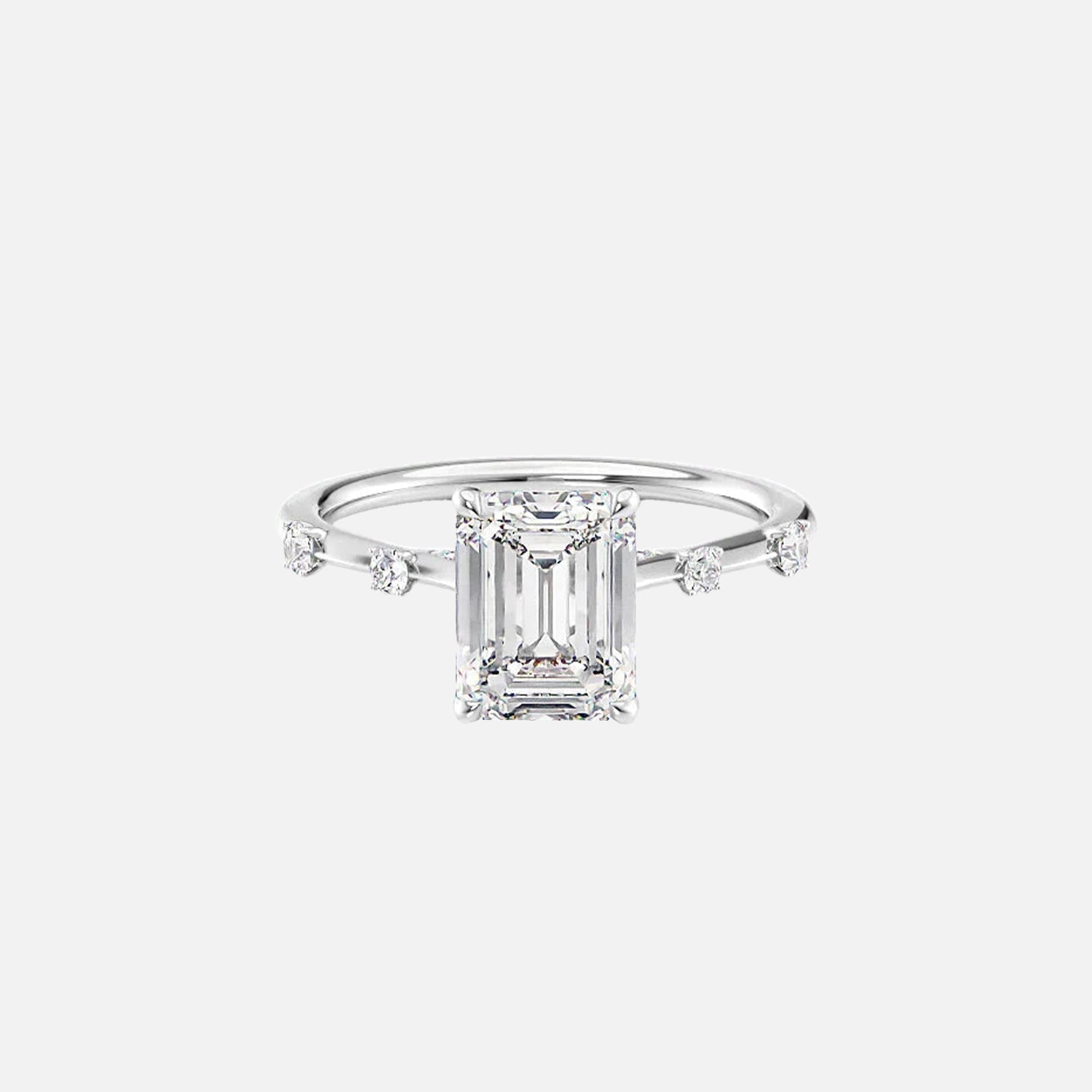 The Sasha Emerald Side Stone Moissanite Ring - KNT - Engagement Rings, Wedding Bands & Fine Jewelry