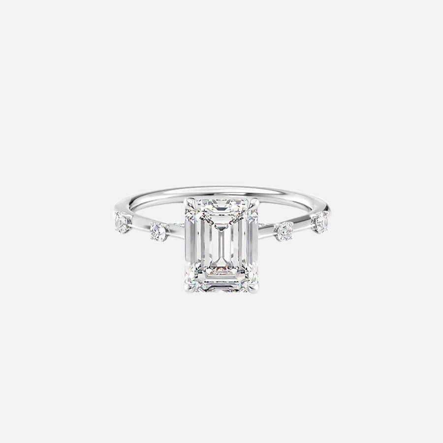 The Sasha Emerald Side Stone Moissanite Ring - KNT - Engagement Rings, Wedding Bands & Fine Jewelry