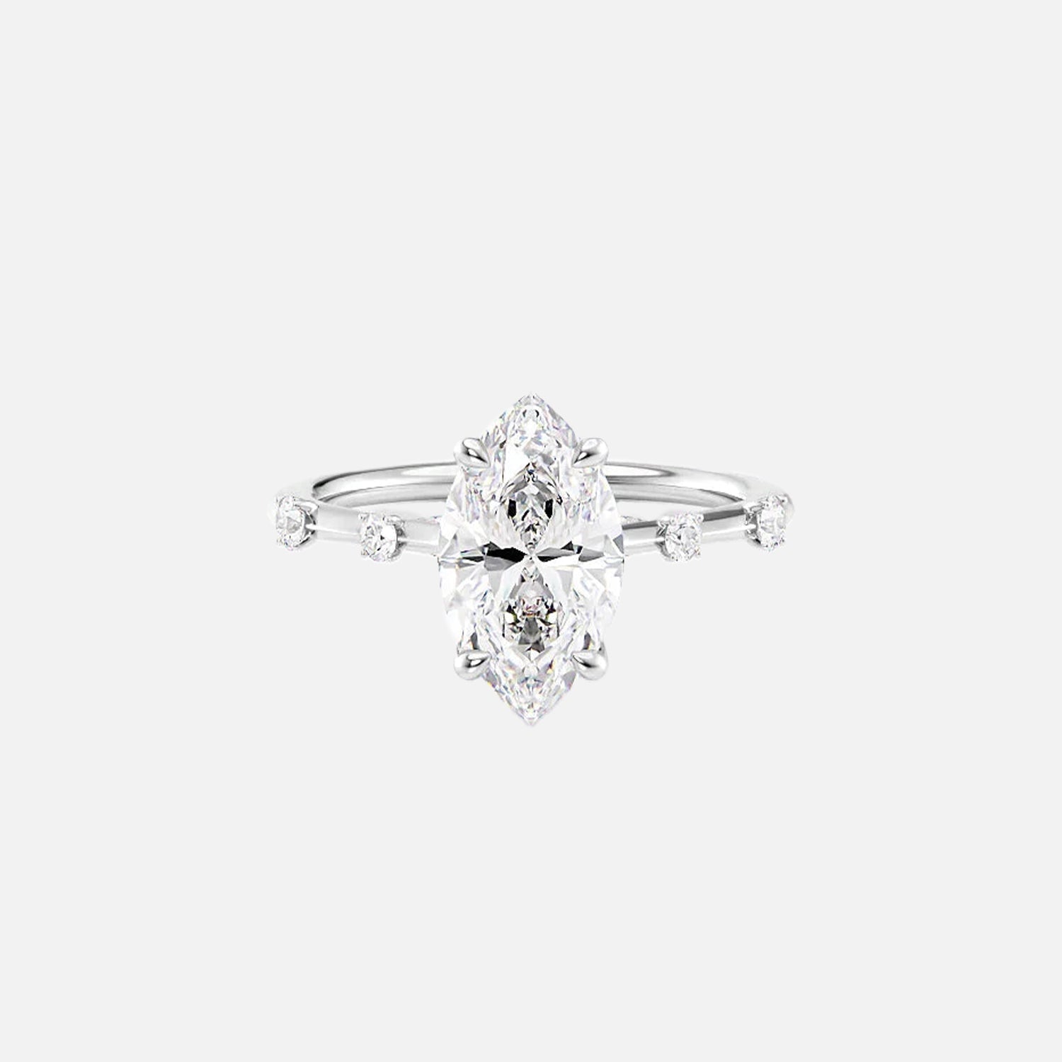 The Sasha Marquise Side Stone Moissanite Ring - KNT - Engagement Rings, Wedding Bands & Fine Jewelry