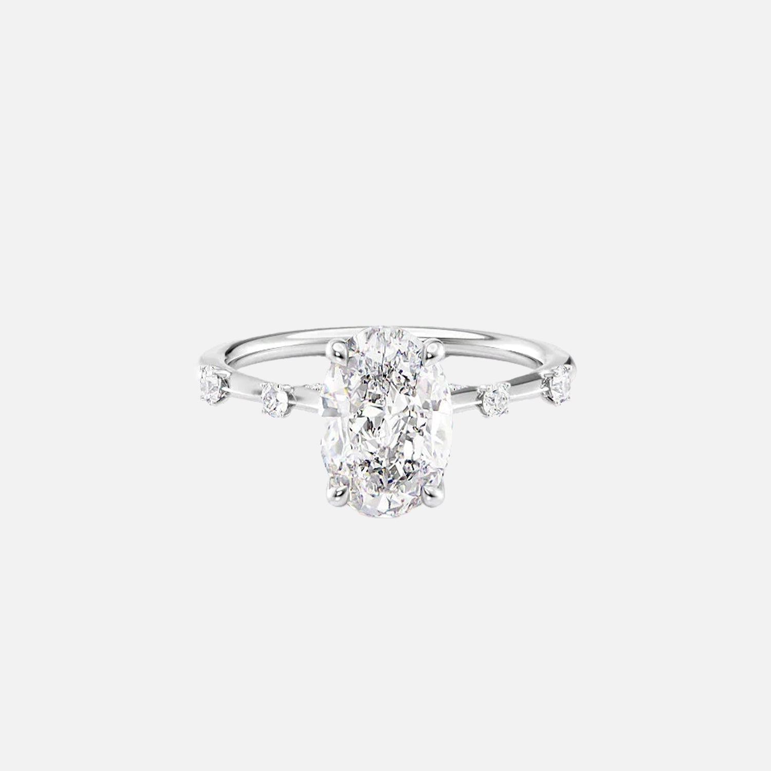 The Sasha Oval Side Stone Moissanite Ring - KNT - Engagement Rings, Wedding Bands & Fine Jewelry