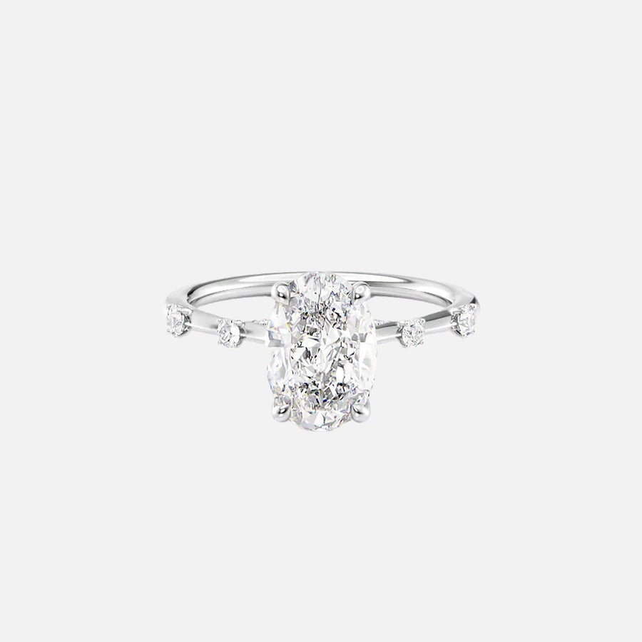 The Sasha Oval Side Stone Moissanite Ring - KNT - Engagement Rings, Wedding Bands & Fine Jewelry
