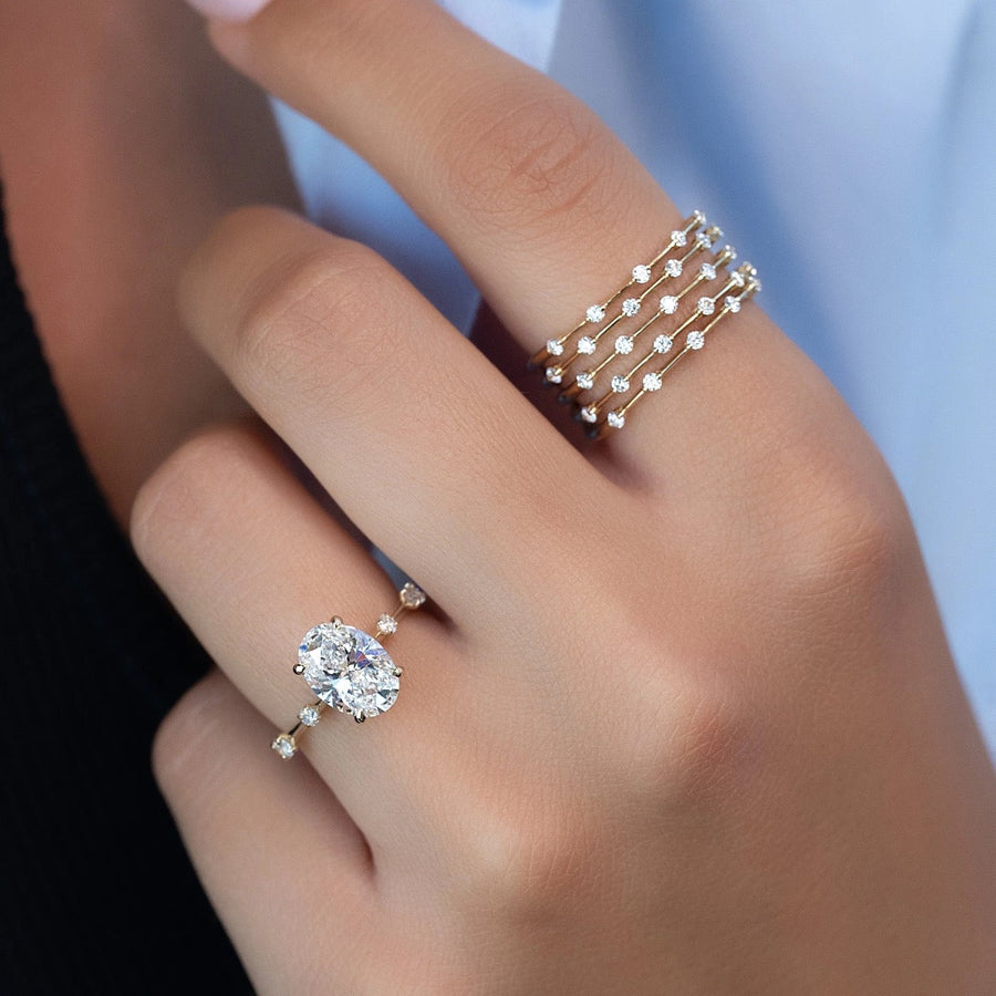 The Sasha Oval Side Stone Moissanite Ring - KNT - Engagement Rings, Wedding Bands & Fine Jewelry