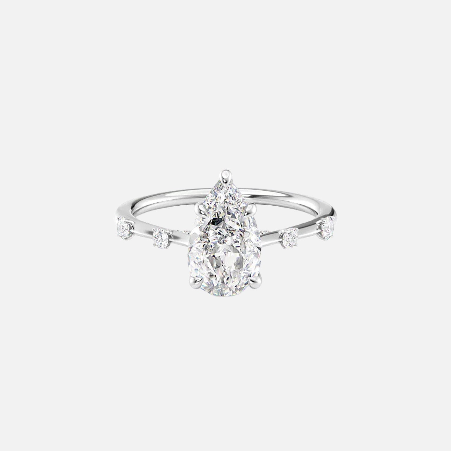 The Sasha Pear Side Stone Moissanite Ring - KNT - Engagement Rings, Wedding Bands & Fine Jewelry