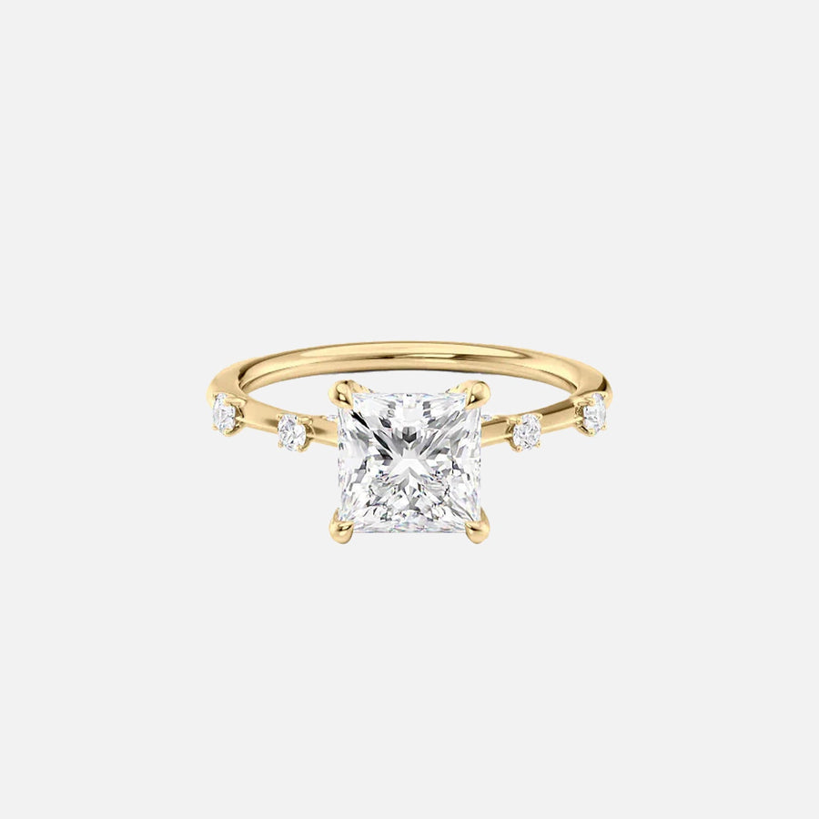 The Sasha Princess Side Stone Moissanite Ring - KNT - Engagement Rings, Wedding Bands & Fine Jewelry