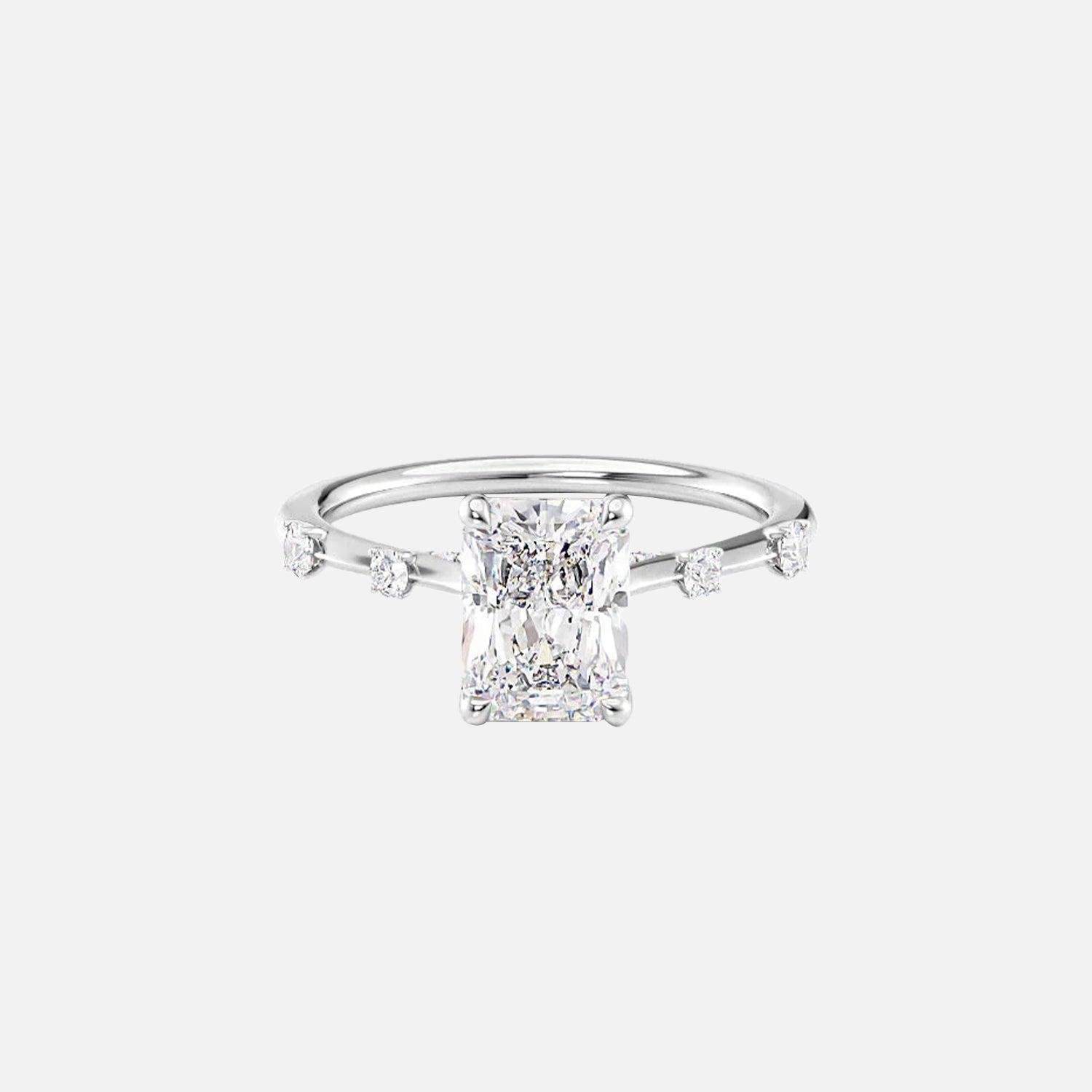 The Sasha Radiant Side Stone Moissanite Ring - KNT - Engagement Rings, Wedding Bands & Fine Jewelry