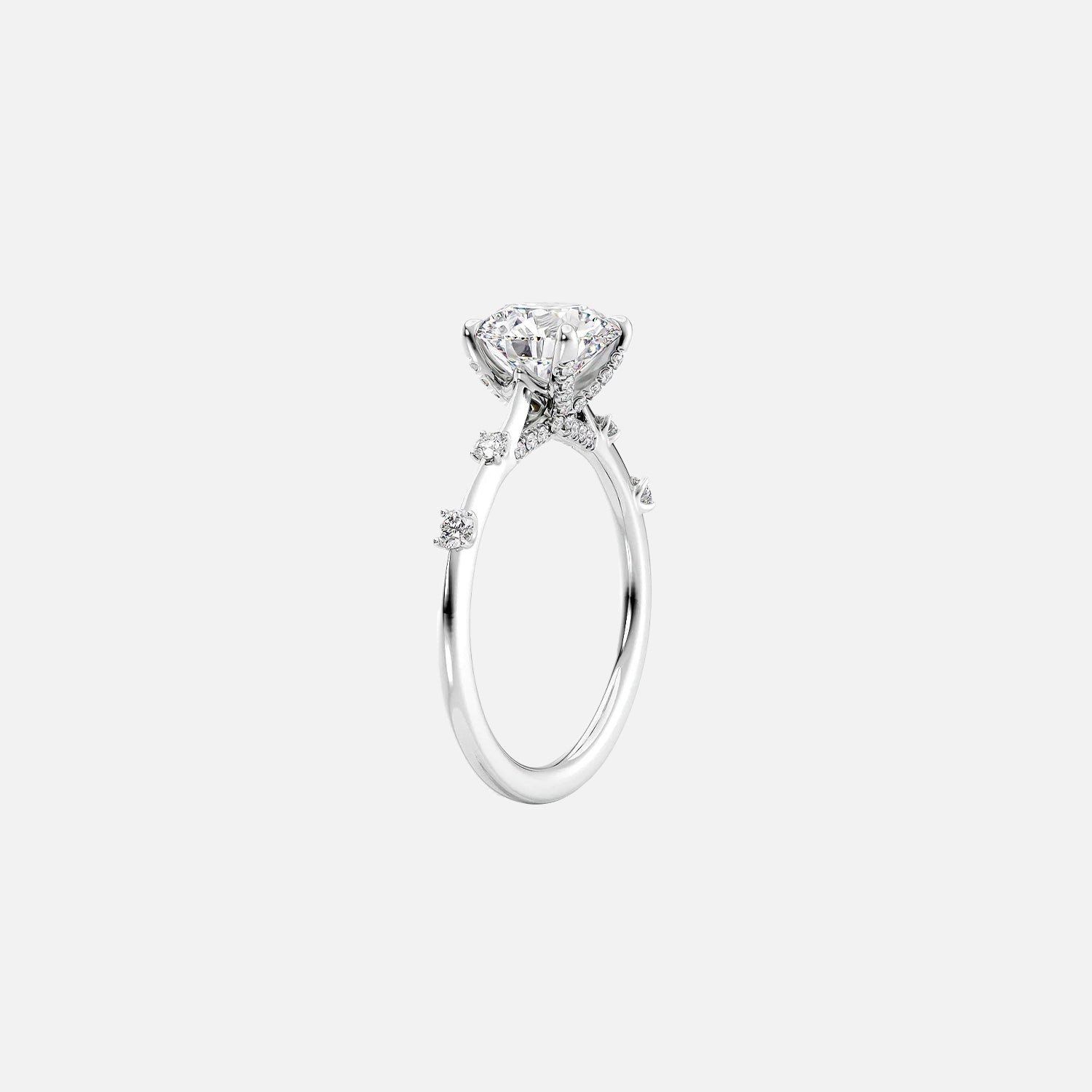 The Sasha Radiant Side Stone Moissanite Ring - KNT - Engagement Rings, Wedding Bands & Fine Jewelry