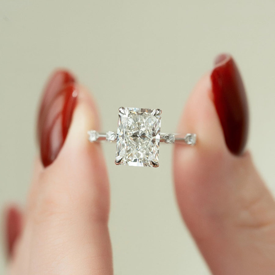 The Sasha Radiant Side Stone Moissanite Ring - KNT - Engagement Rings, Wedding Bands & Fine Jewelry