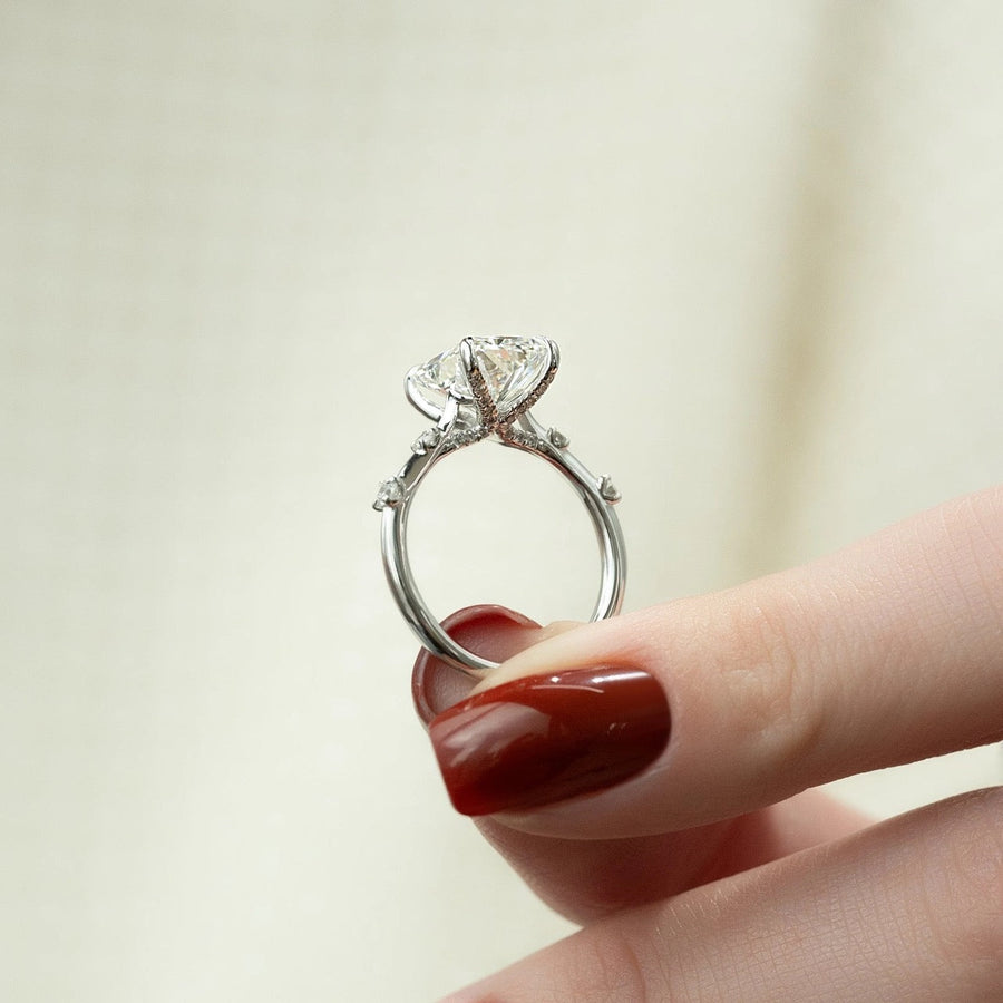 The Sasha Radiant Side Stone Moissanite Ring - KNT - Engagement Rings, Wedding Bands & Fine Jewelry