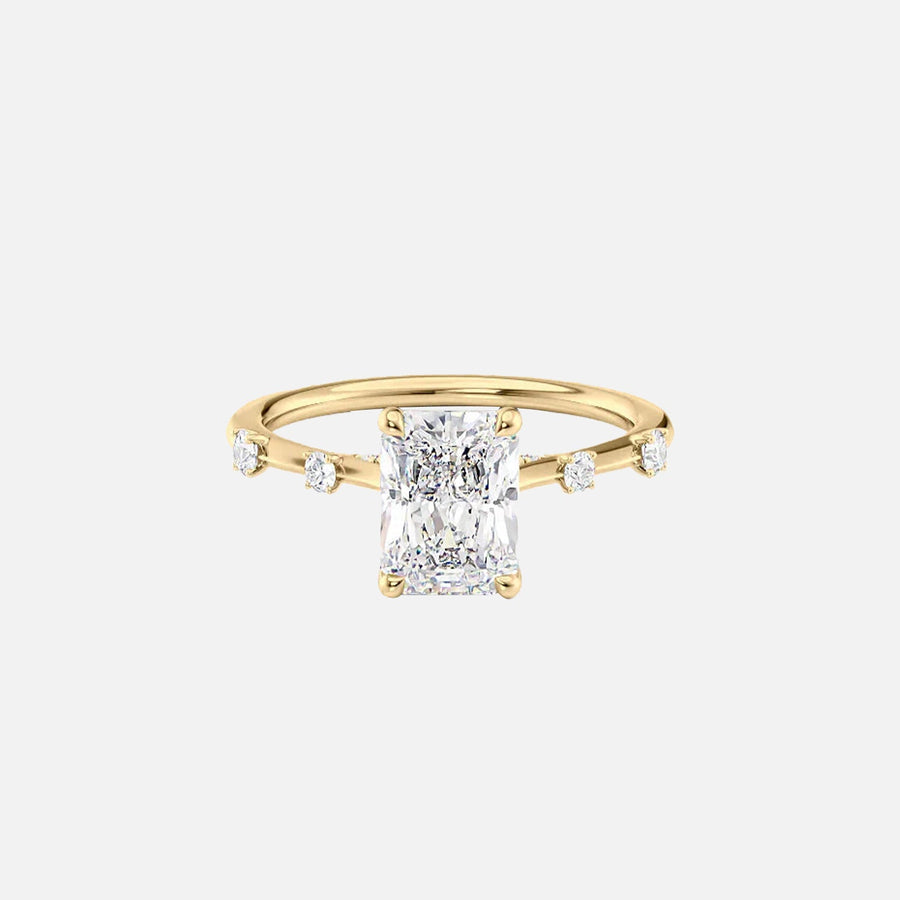 The Sasha Radiant Side Stone Moissanite Ring - KNT - Engagement Rings, Wedding Bands & Fine Jewelry