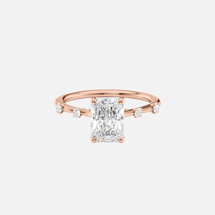 The Sasha Radiant Side Stone Moissanite Ring - KNT - Engagement Rings, Wedding Bands & Fine Jewelry