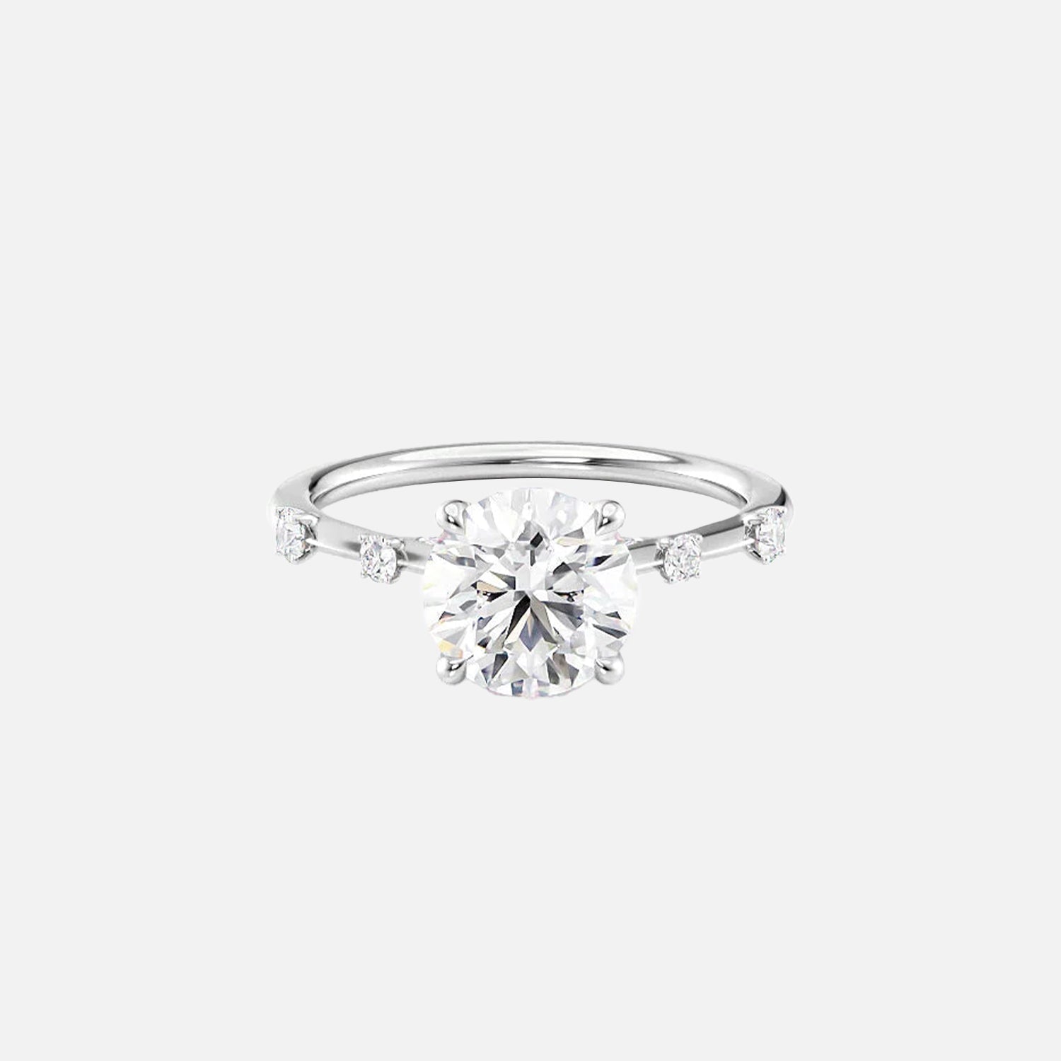 The Sasha Round Side Stone Moissanite Ring - KNT - Engagement Rings, Wedding Bands & Fine Jewelry