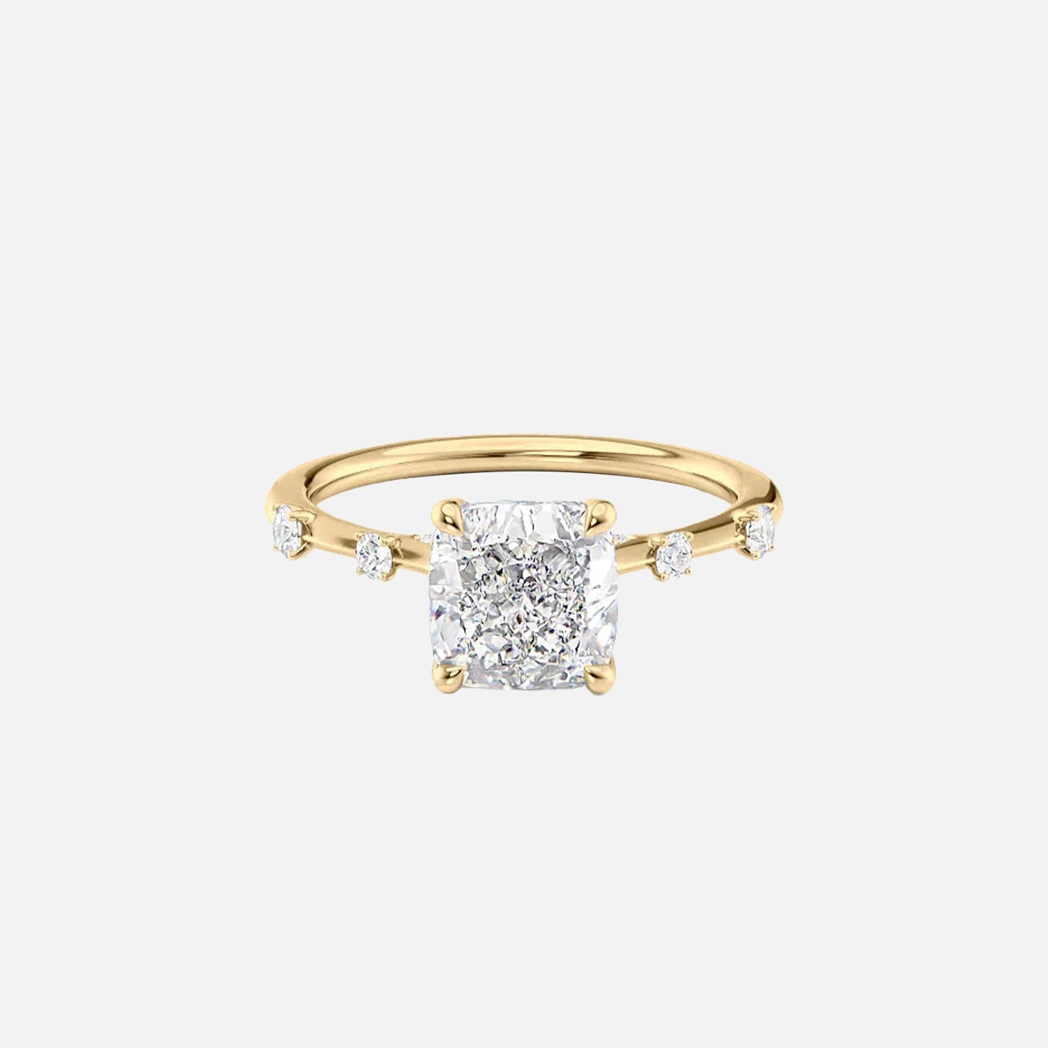 The Serena Cushion Moissanite Ring 14k Yellow Gold 001