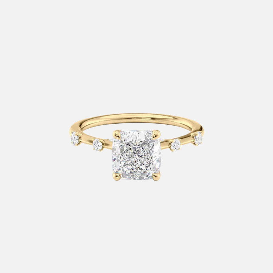  The Serena Cushion Moissanite Ring 18k Yellow Gold 001