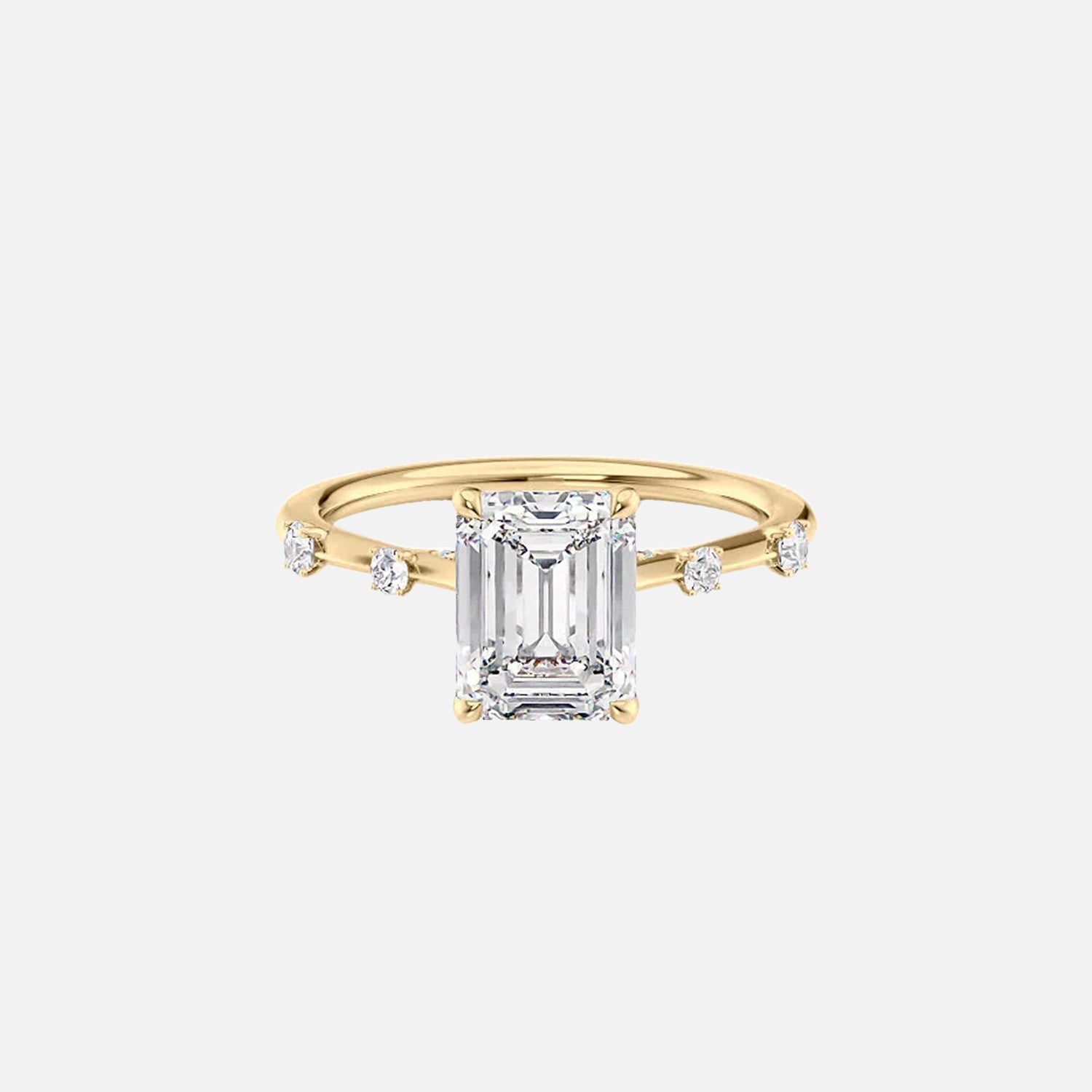 The Serena Emerald Moissanite Ring 14k Yellow Gold 001