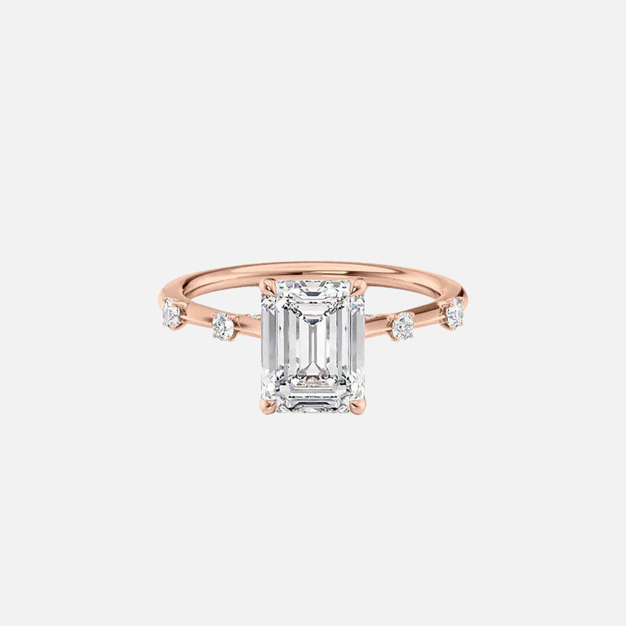  The Serena Emerald Moissanite Ring 18k Rose Gold 001