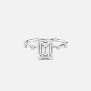  The Serena Emerald Moissanite Ring 18k White Gold 001