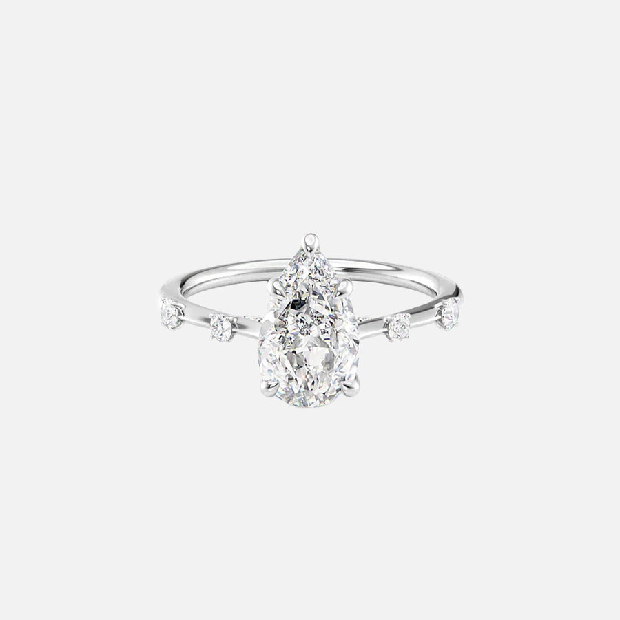  The Serena Pear Moissanite Ring 14k White Gold 001