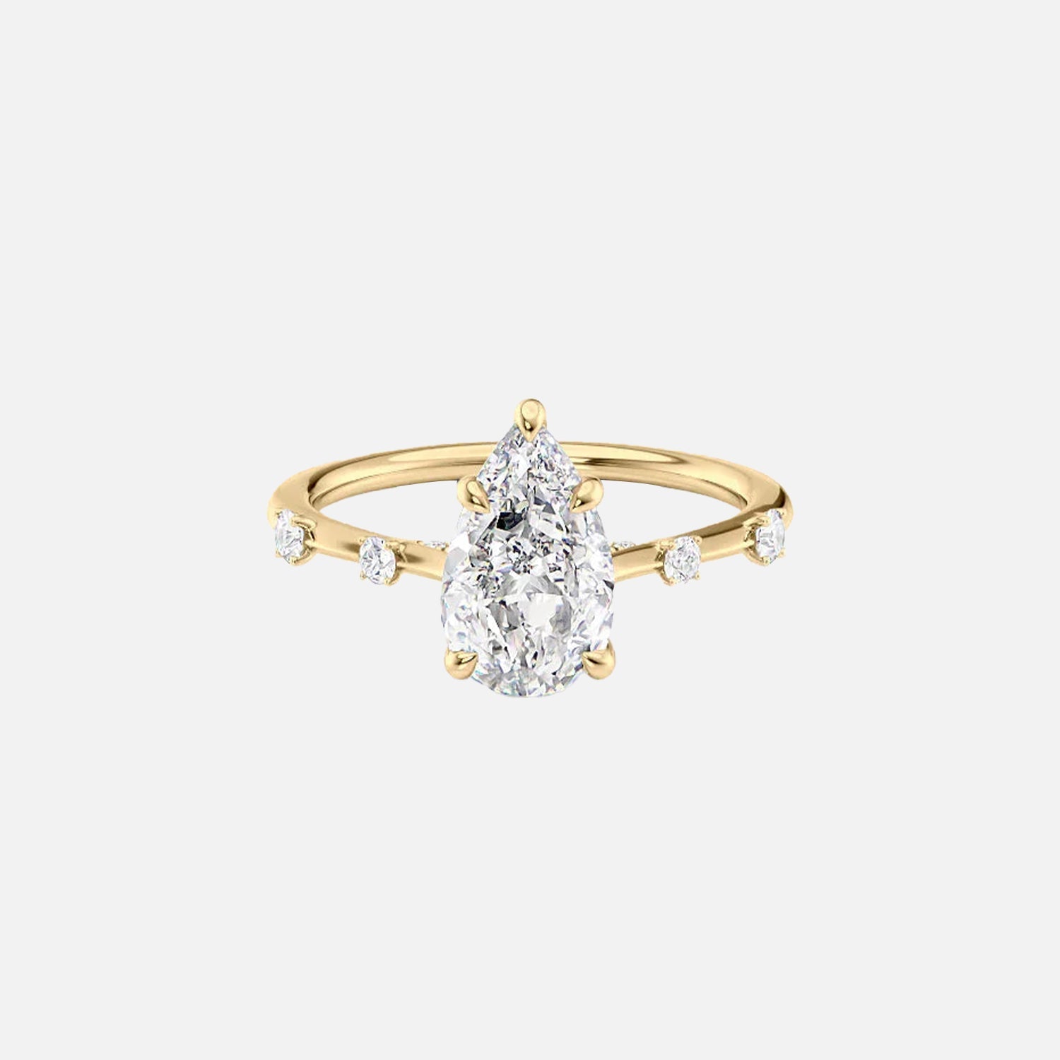 The Serena Pear Moissanite Ring 14k Yellow Gold 001