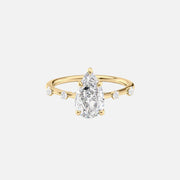 The Serena Pear Moissanite Ring 14k Yellow Gold 001