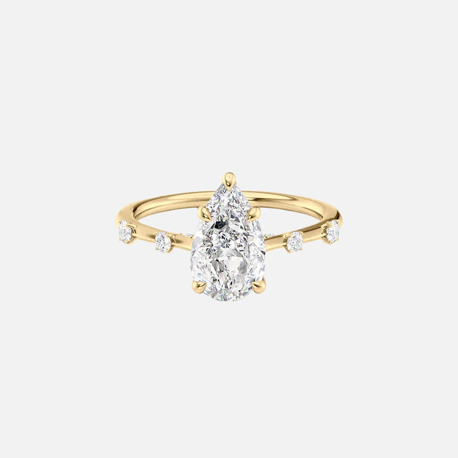 The Serena Pear Moissanite Ring 14k Yellow Gold 001