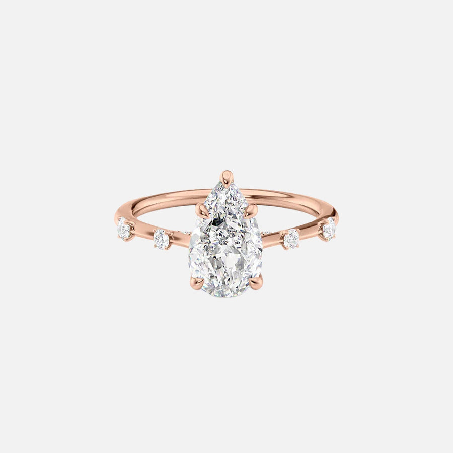  The Serena Pear Moissanite Ring 18k Rose Gold 001