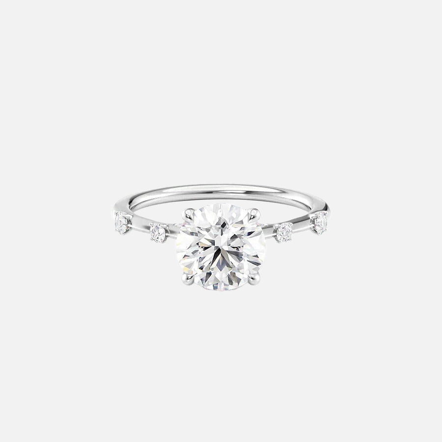  The Serena Round Moissanite Ring 14k White Gold 001