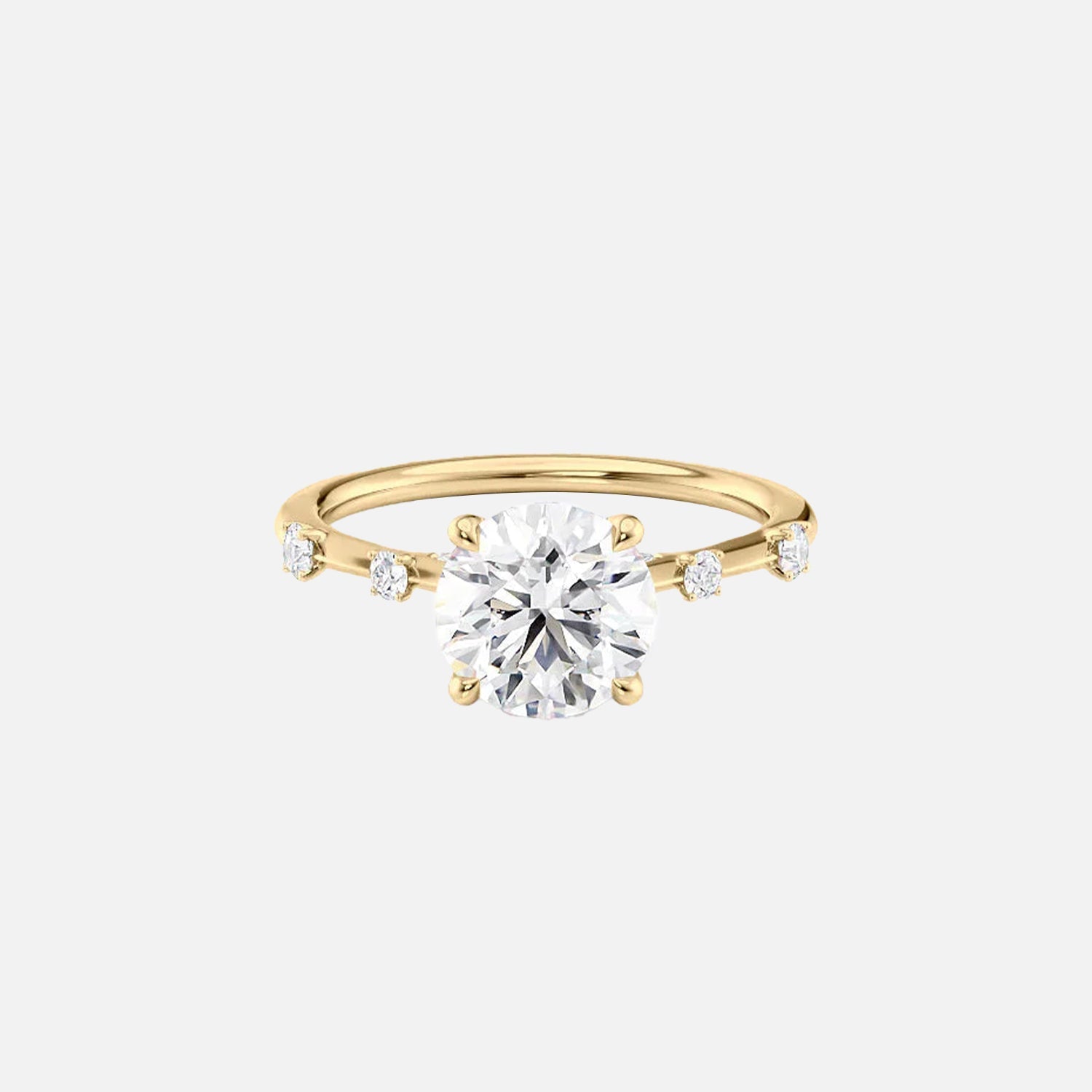 The Serena Round Moissanite Ring 14k Yellow Gold 001