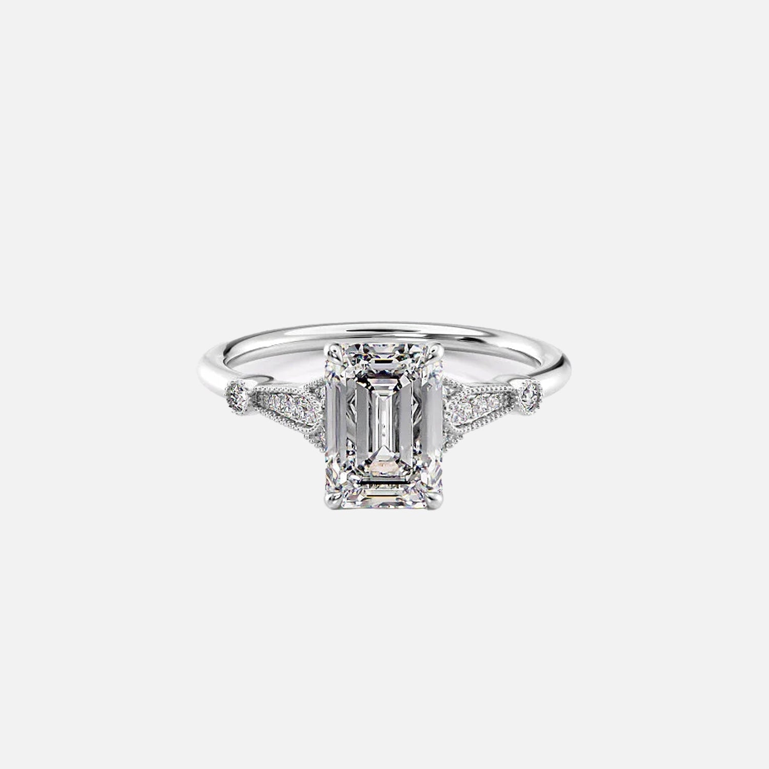 The Sharon Emerald Side Stone Moissanite Ring - KNT - Engagement Rings, Wedding Bands & Fine Jewelry